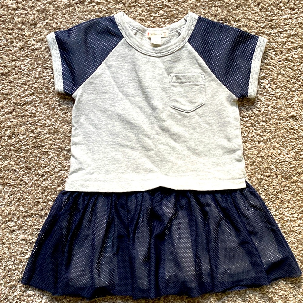 J.Crew CREWCUTS 🩶💙NAVY BLUE & GRAY💙🩶DRESS GIRL SIZE 2 🌟EUC🌟